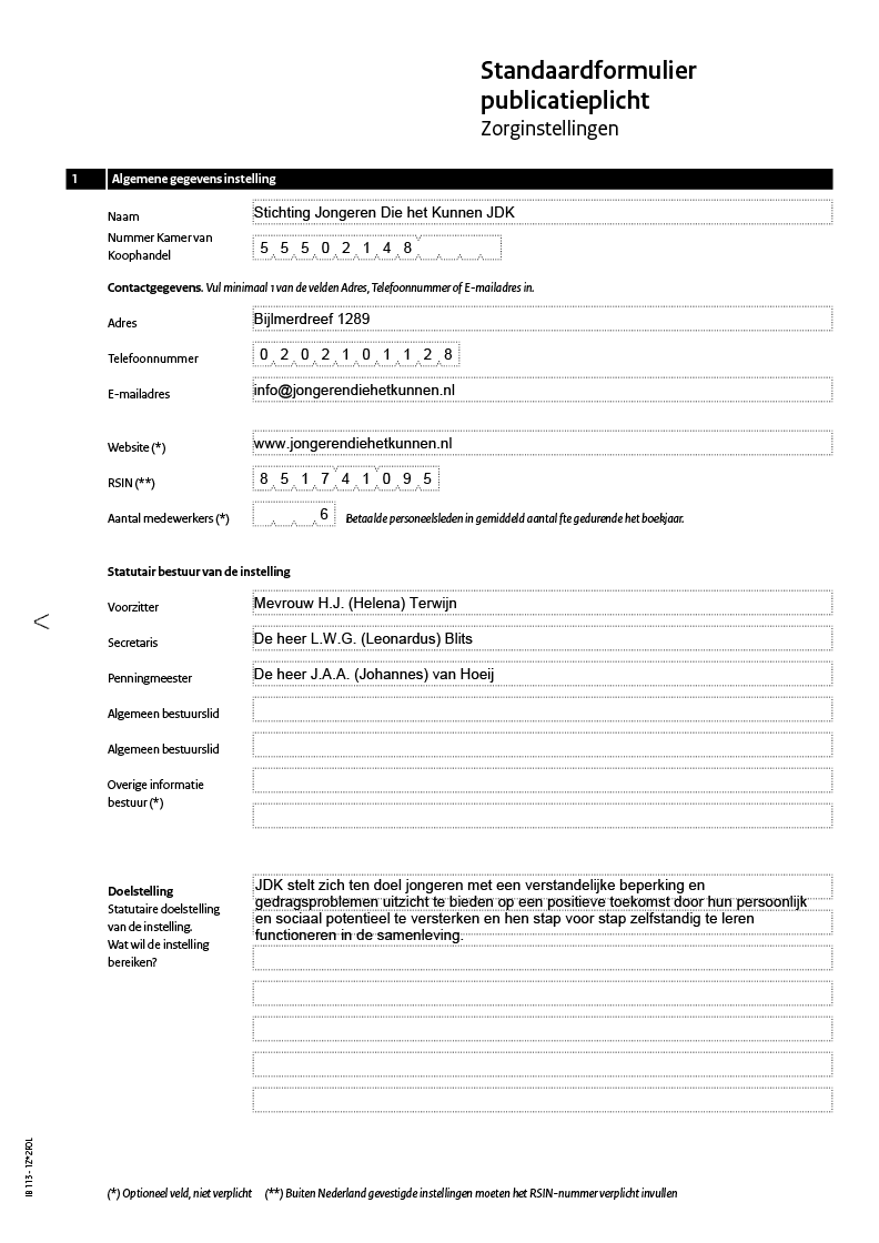 standaardformulier publicatieplicht